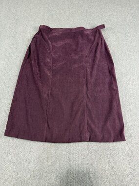 T & Company Womens Purple Midi Skirt L Elastic Waist Side Zip